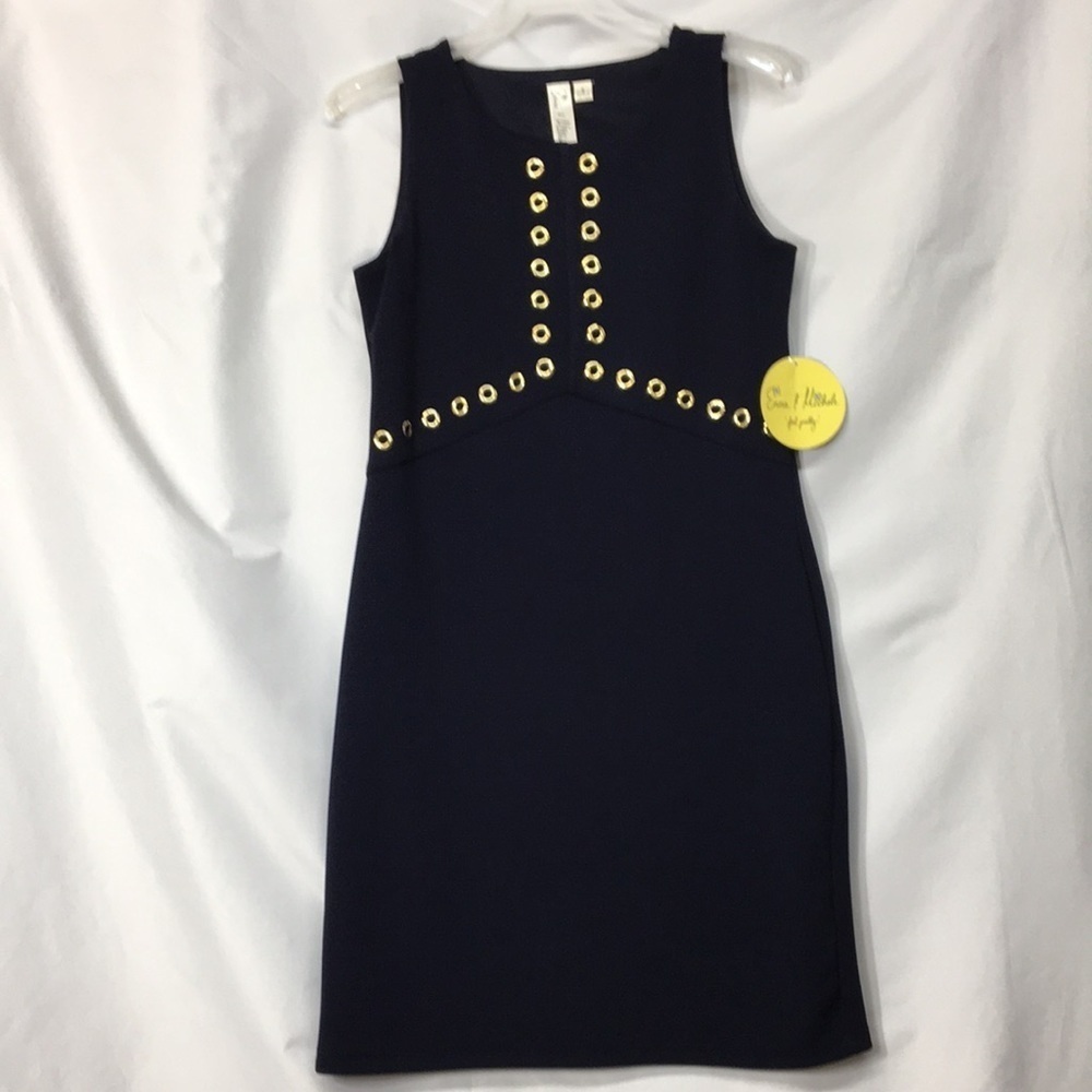 Emma & Michele Women’s Navy & Gold Sleeveless Dress Size S NEW with Tags